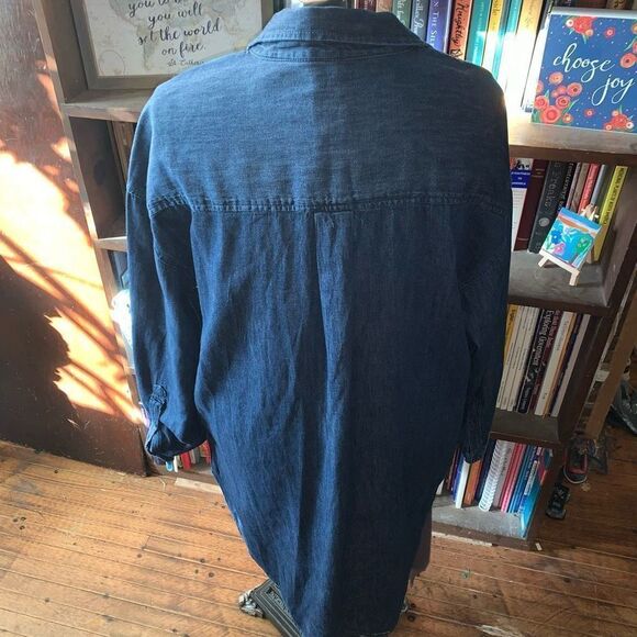 Gap dark wash normcore M denim classic collared tunic - Picture 2 of 3